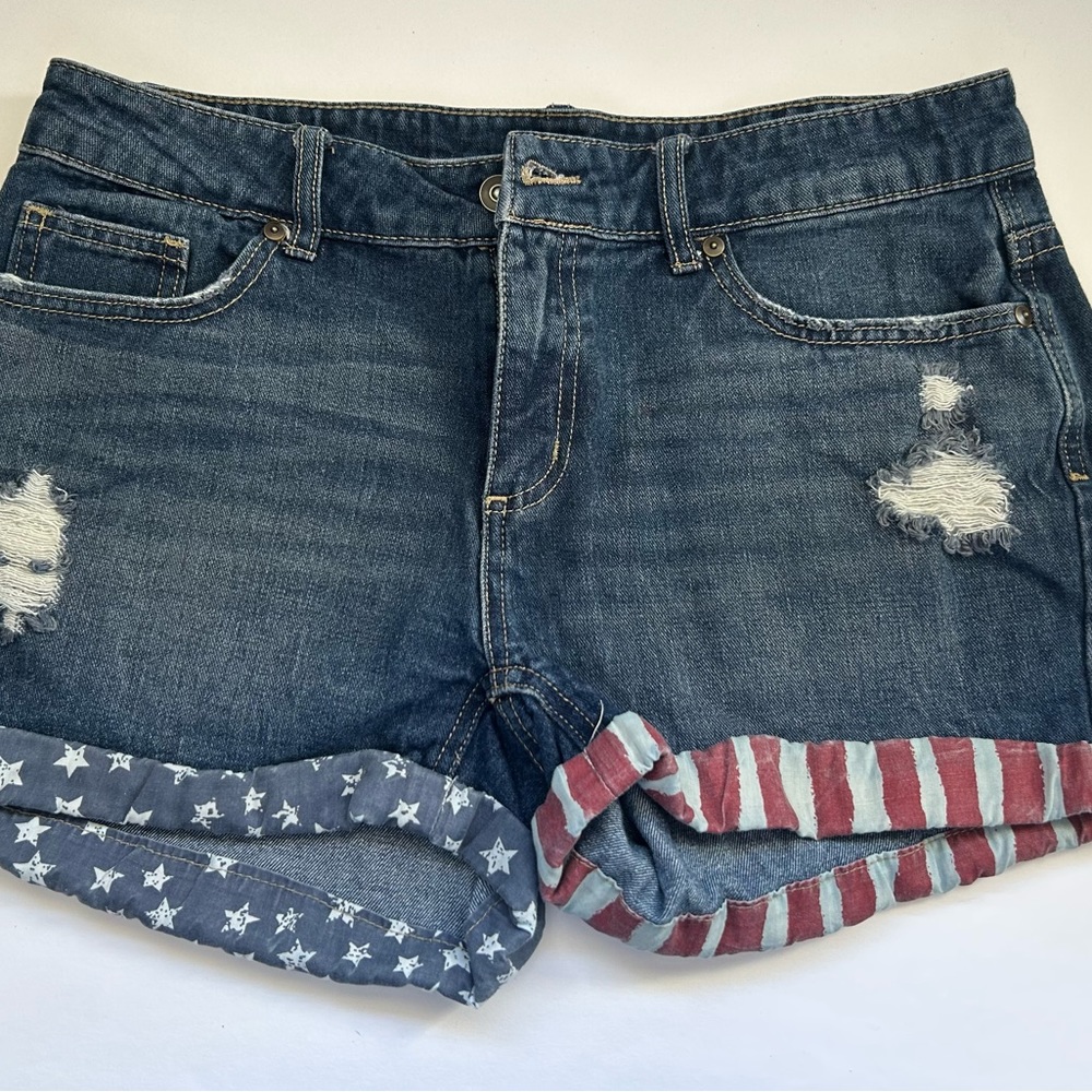 Lincoln Outfitters Women’s  Shorts Size 12 Distressed Patriotic Medium Blue